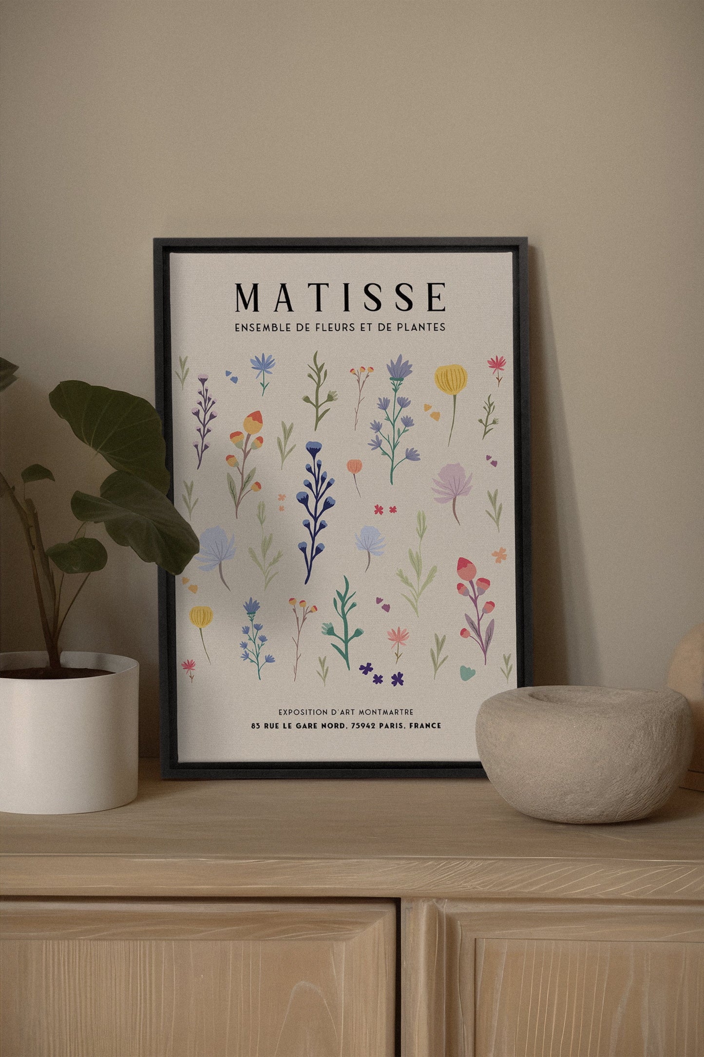 ENSEMBLE DE FLEURS, Oeuvre sur toile étirée