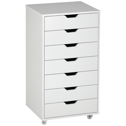 7-drawer Vertical File Cabinet for Home Office, Storage Cabinet with Wheels, 18.7"x15.6"x35.4", Black