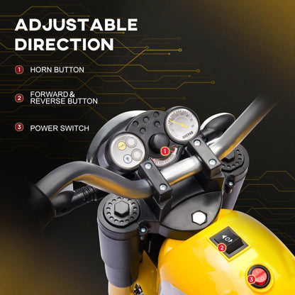 Kids Electric Motorcycle 6V Battery Powered Ride-On Dirt Bike 3-Wheels Motorbike with Horn Headlights Realistic Sounds 1.24mph Speed for Girls Boy 18 - 36 Months Red