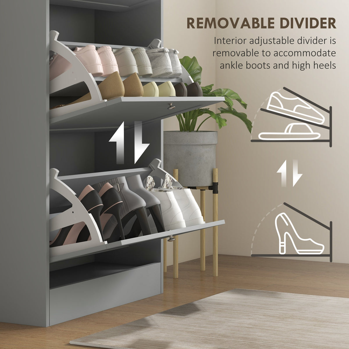 Modern Shoe Storage with 3 Flip Drawers and Adjustable Shelves, Shoe Cabinet Organizer for 12-18 Pairs of Shoes, Black
