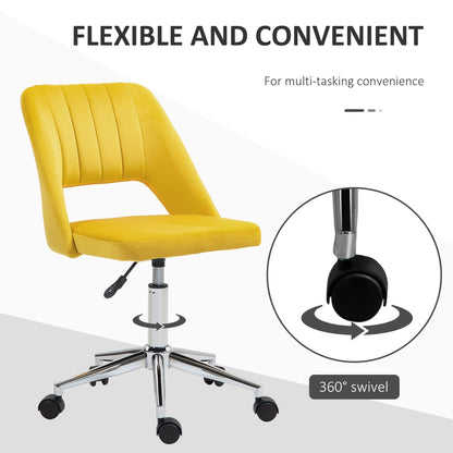 Mid Back Office Chair Velvet Fabric Swivel Scallop Shape Computer Desk Chair, Green