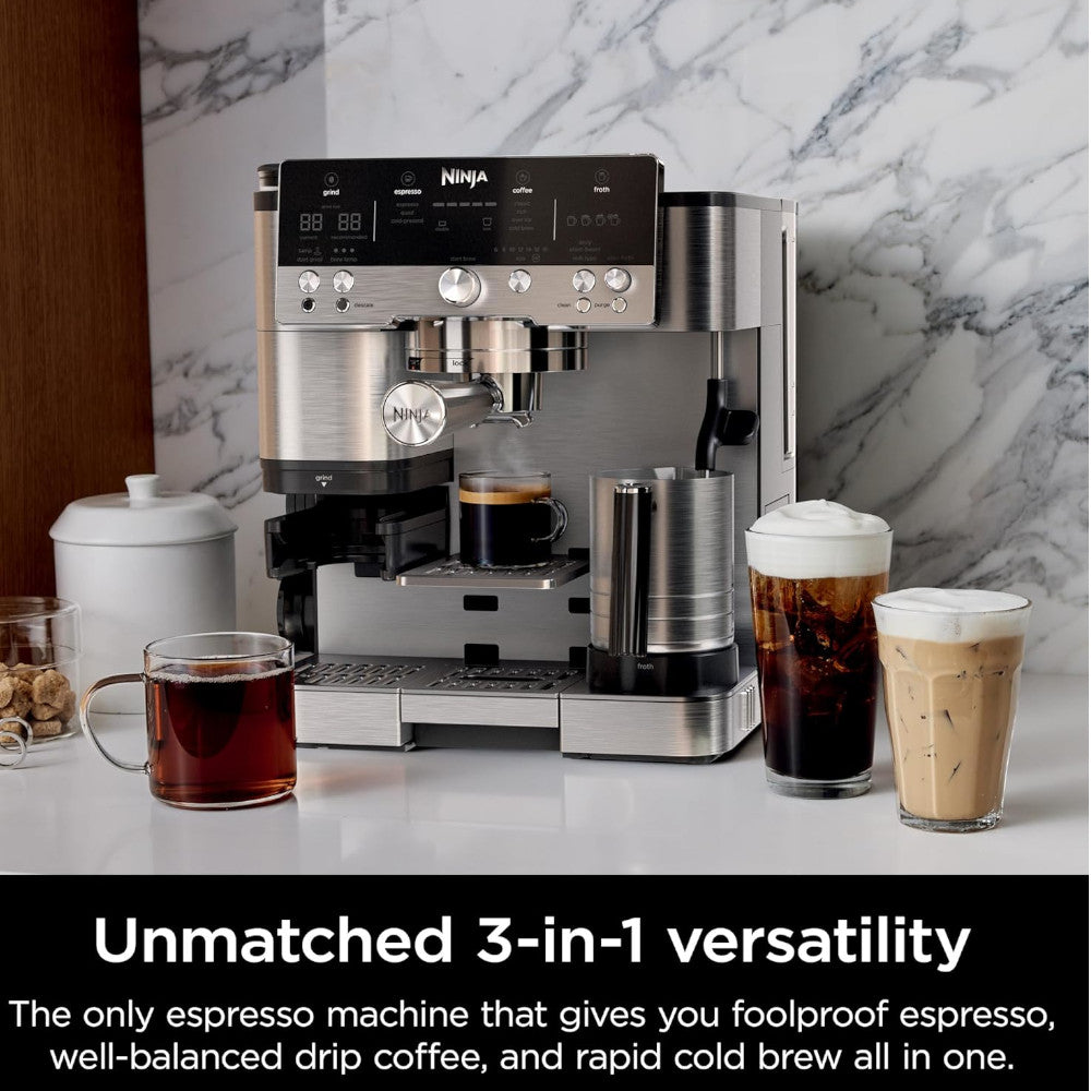 NINJA ES655CCO Espresso Luxe Premier Series Drip Coffee Maker and Rapid Cold Brew - Factory serviced with Home Essentials warranty