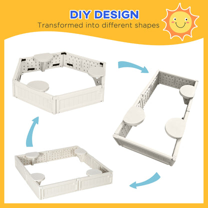 Kids Outdoor Sandbox with Canopy, Bottom Fabric Liner, Brown