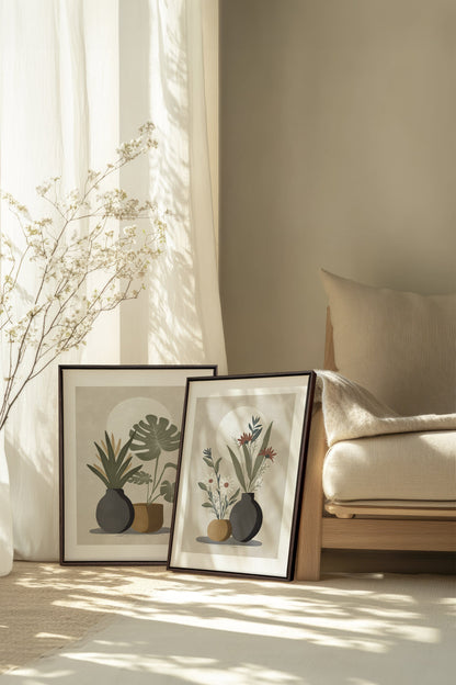 DUO COMPLICITÉ FLORALE (2 Oeuvres sur toile étirée)