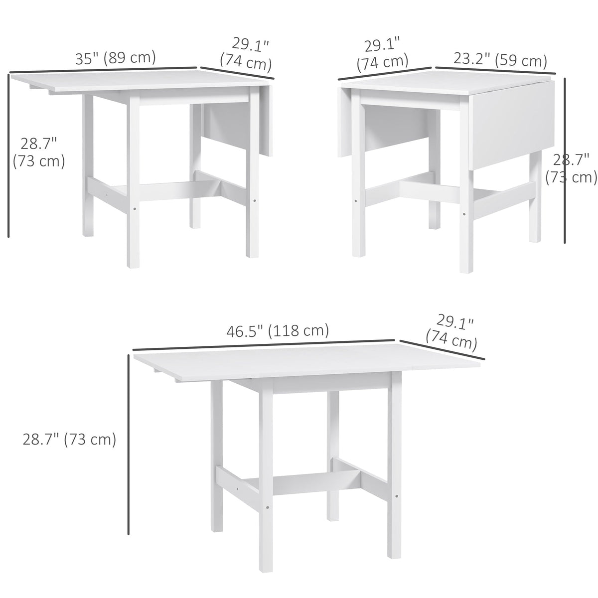 Solid Wood Kitchen Table, Farmhouse Drop Leaf Tables for Small Spaces, Folding Dining Table, Nature Wood