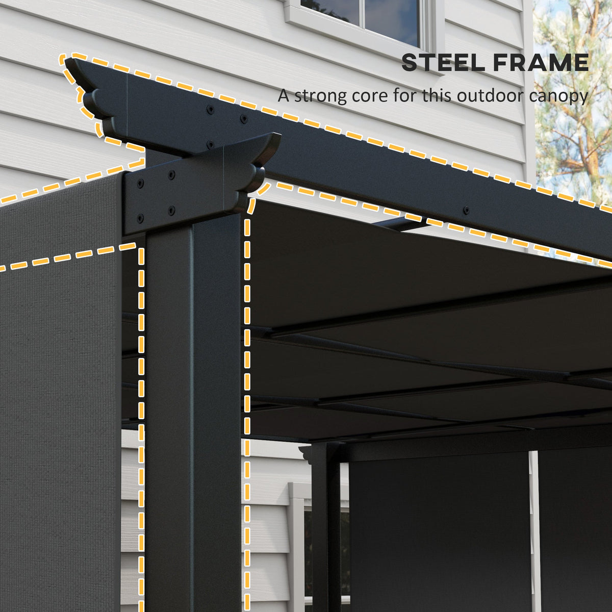 10' x 10' Metal Pergola, Outdoor Pergola with Retractable Canopy, for Garden, Patio, Backyard, Deck, Charcoal Grey
