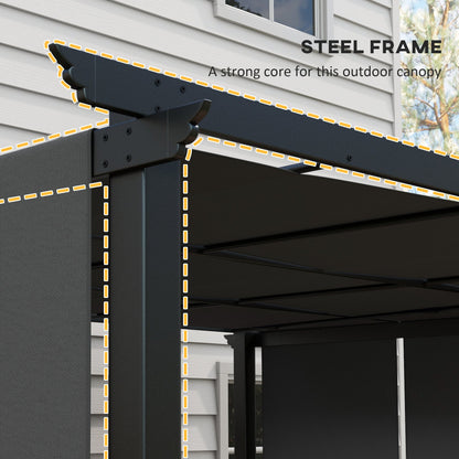 10' x 10' Metal Pergola, Outdoor Pergola with Retractable Canopy, for Garden, Patio, Backyard, Deck, Charcoal Grey