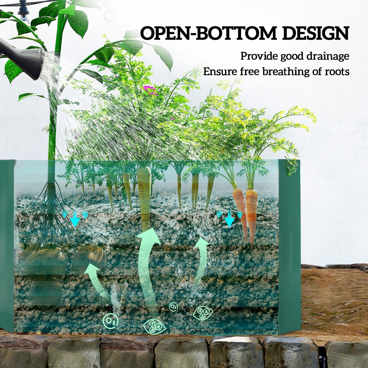 6' x 3' x 2' Raised Garden Bed, Galvanized Planter Box for Growing Flowers, Herbs and Vegetables, Brown