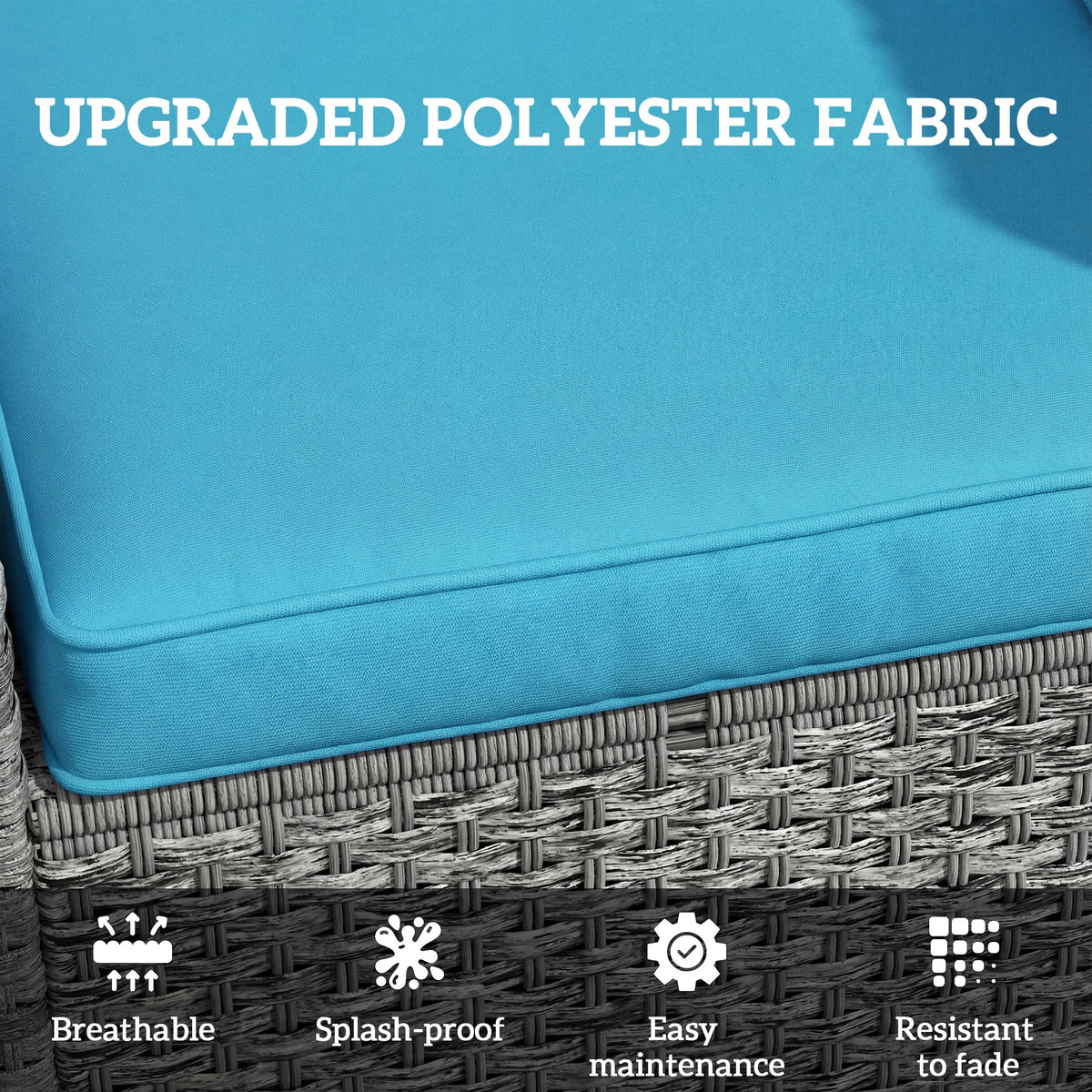 Seat Cushion Back Pillows Replacement Set of 2, Patio Chair Cushions Set for Indoor Outdoor, Blue