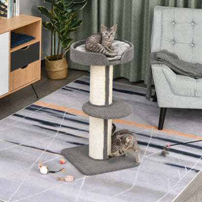 Cat Tree Kitty Tower with Sisal Mat Scratching Post, Cat Bed, Cushion, Perch, 18" x 18" x 36", Brown