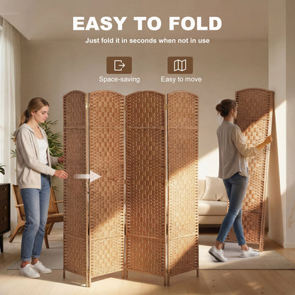 6ft Folding Room Divider, 3 Panel Wall Partition with Wooden Frame for Bedroom, Home Office, Natural