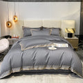 Royal Retreat Gold Edging Embroidered 1000 TC Duvet Set - Grey