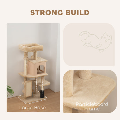 41 Inch Cat Tree with Scratching Posts, Cat Bed, Condo, Grooming Brush, Jumping Platforms, Toy Balls, Anti-tip Kit