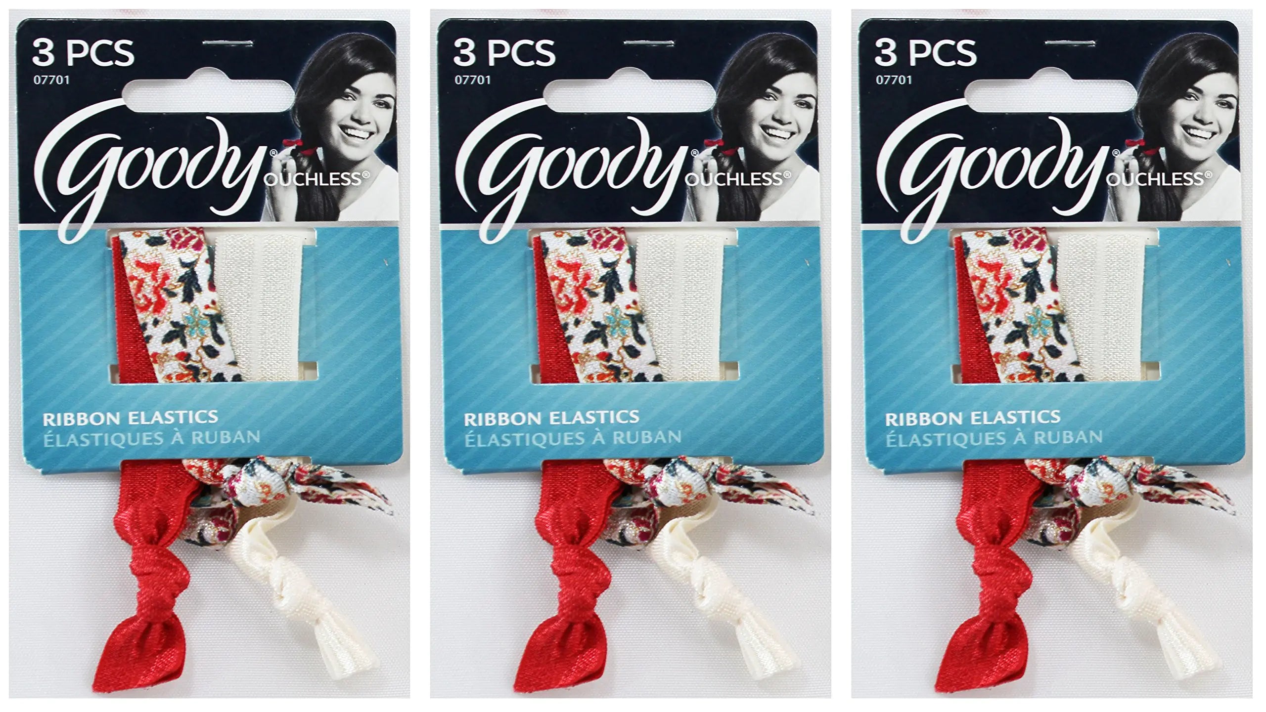Goody WoMens Ouchless Ribbon Elastics Vintage Floral White 3 Count