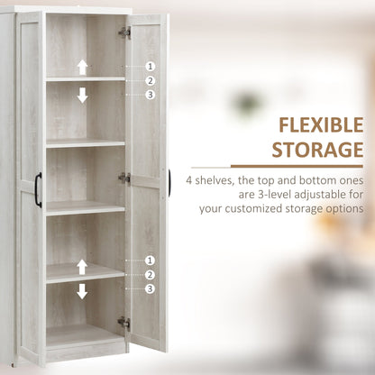 63" Kitchen Storage Cabinet, 5-tier Pantry Cabinet with Doors and Adjustable Shelves for Dining Room, Black