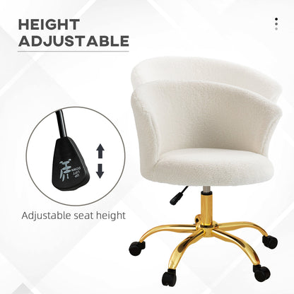 Armless Office Chair, Fluffy Computer Desk Chair with Adjustable Height, Swivel Wheels, Mid Back, Grey