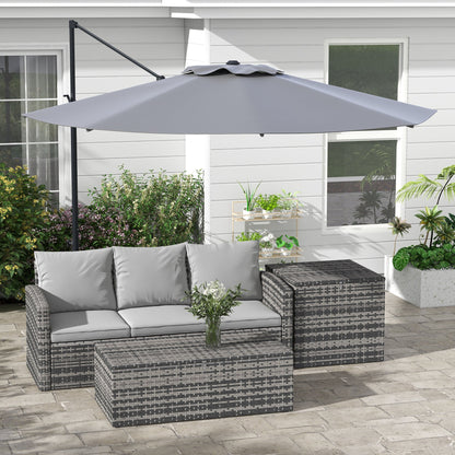 10 FT Cantilever Umbrella, Aluminum Hanging Offset Umbrella with 360°Rotation, Crank, Tilt, Cross Base, Grey
