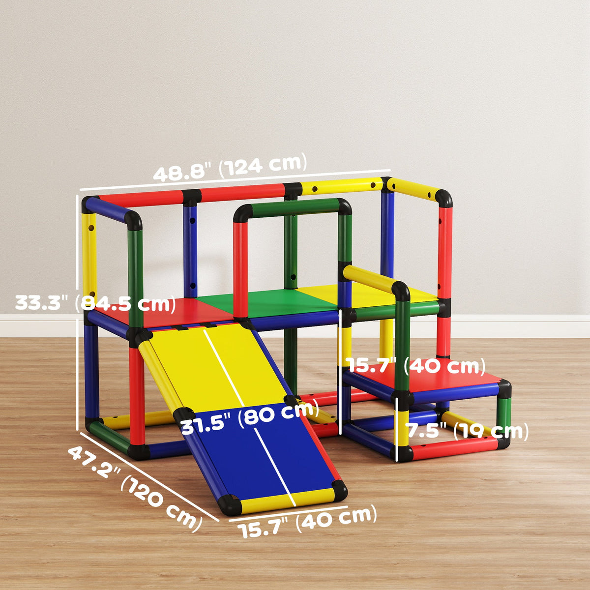 Kids Climbing Structure, Toddler Climbing Toys with Slide and Platform, Play Gym for Ages 1-6 Years, Mixed Colour