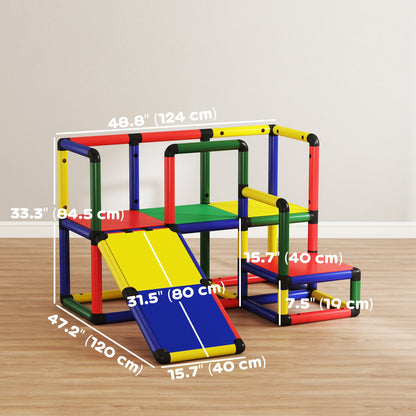 Kids Climbing Structure, Toddler Climbing Toys with Slide and Platform, Play Gym for Ages 1-6 Years, Mixed Colour