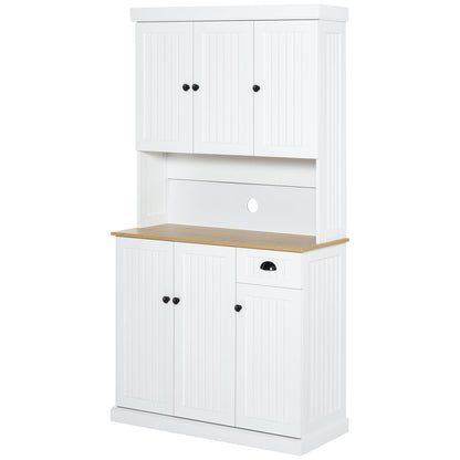 Denver 71" Kitchen Storage Cabinet with Hutch-White/Oak