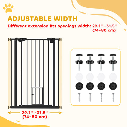41" Easy Open Indoor Dog Gates for Doorways, House, Stair - Black