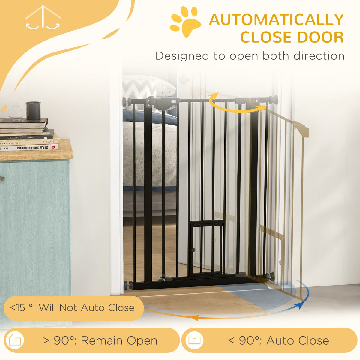 36" Easy Open Indoor Dog Gates for Doorways, House, Stair - White