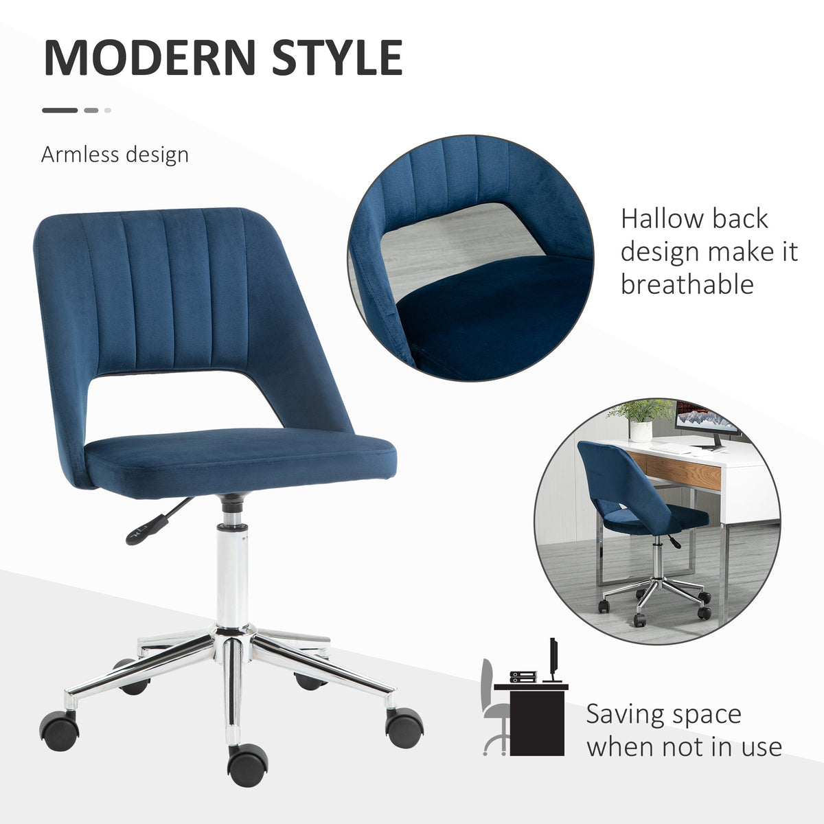 Mid Back Office Chair Velvet Fabric Swivel Scallop Shape Computer Desk Chair, Green