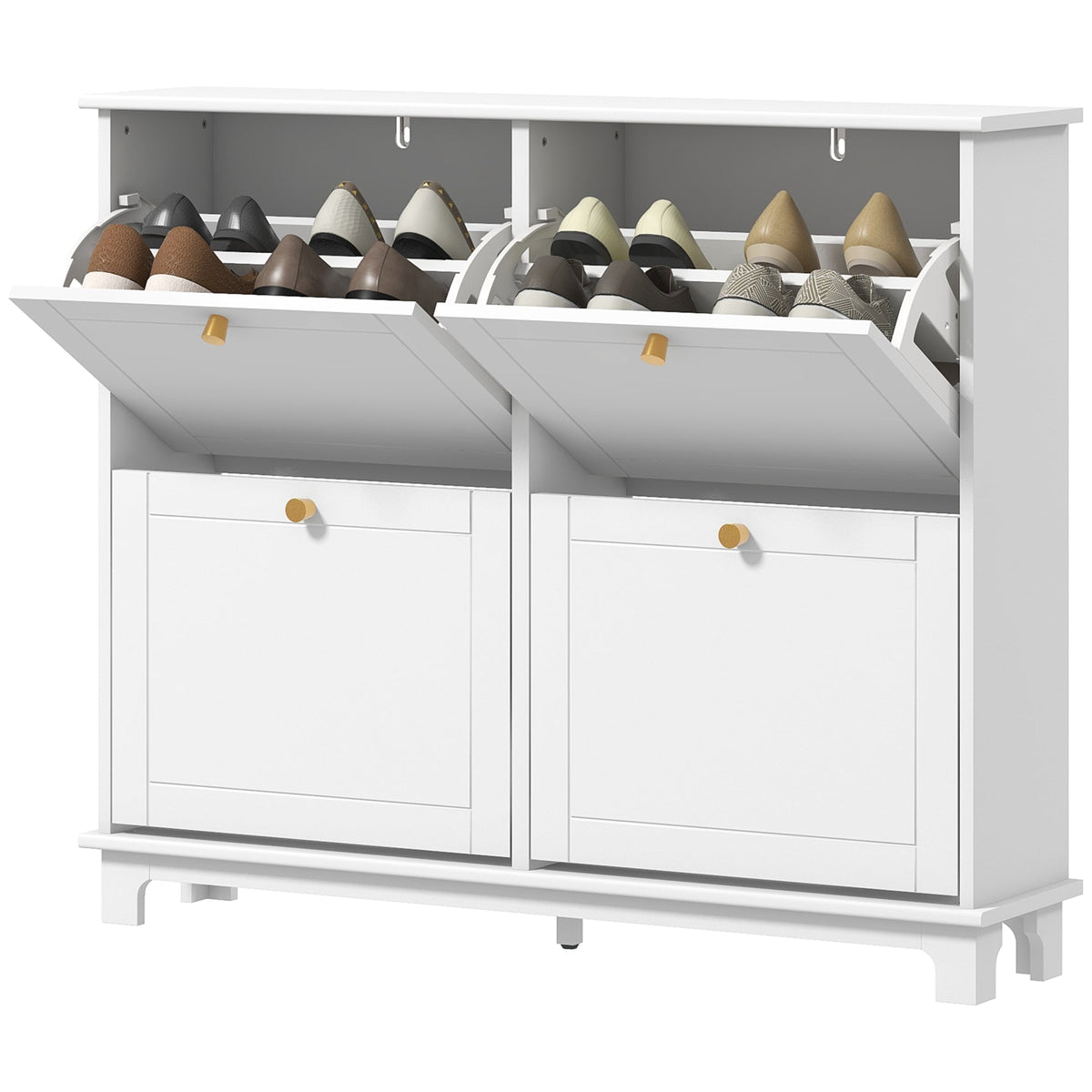 Modern Shoe Storage Cabinet, Narrow Shoe Cabinet with 4 Flip Drawers, Adjustable Shelves, 5 Legs for Entryway, Black
