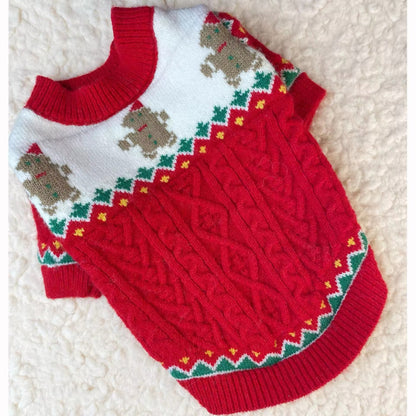 Gingerbread Christmas Dog Sweater – Holiday Knit Winter Outfit for Dogs