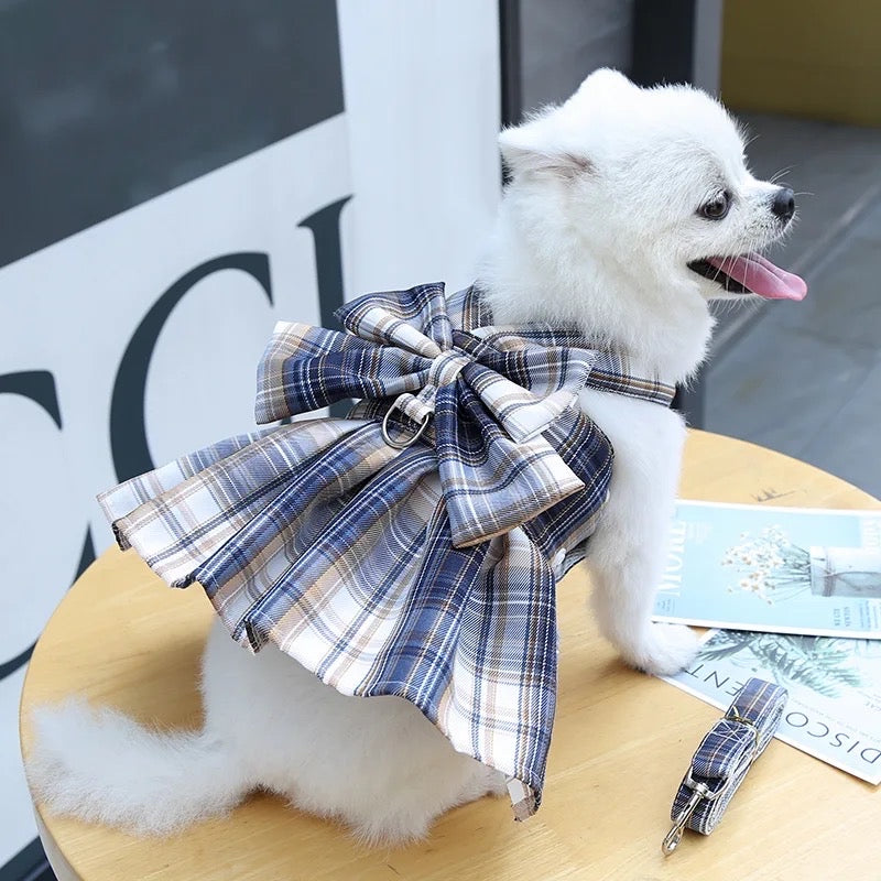 Bella Bow Dog Dress Harness and Leash Set | Dog Walking Set