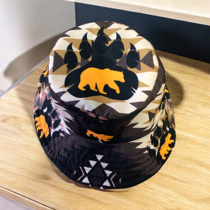 Bear Paw Trail Brown Native Style Bucket Hat