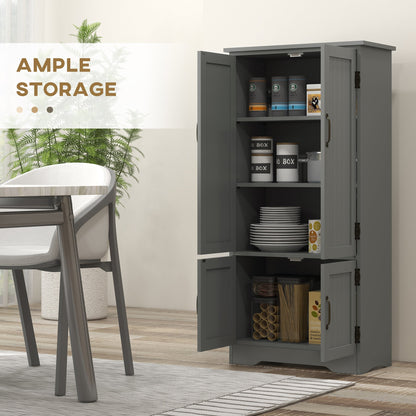 48" 4-Door Storage Cabinet Multi-Storey Large Space Pantry with Adjustable Shelves Black