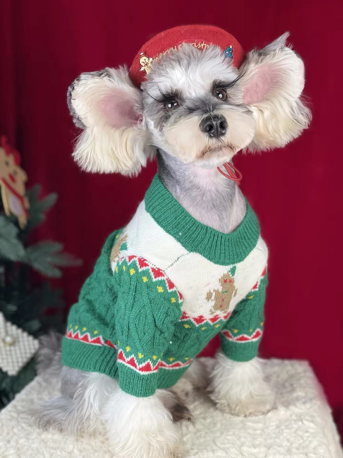 Gingerbread Christmas Dog Sweater – Holiday Knit Winter Outfit for Dogs