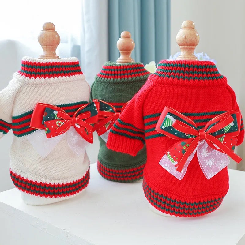 Holiday Gift Box Dog Sweater | Christmas Dog Knitwear