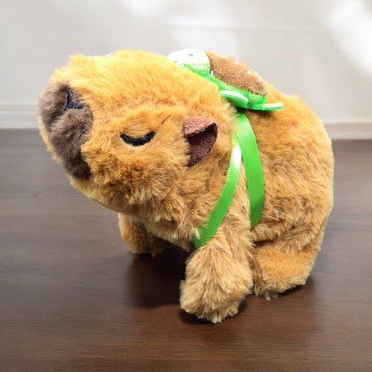 Interactive Electric Capybara Plush Toy with Turtle Backpack