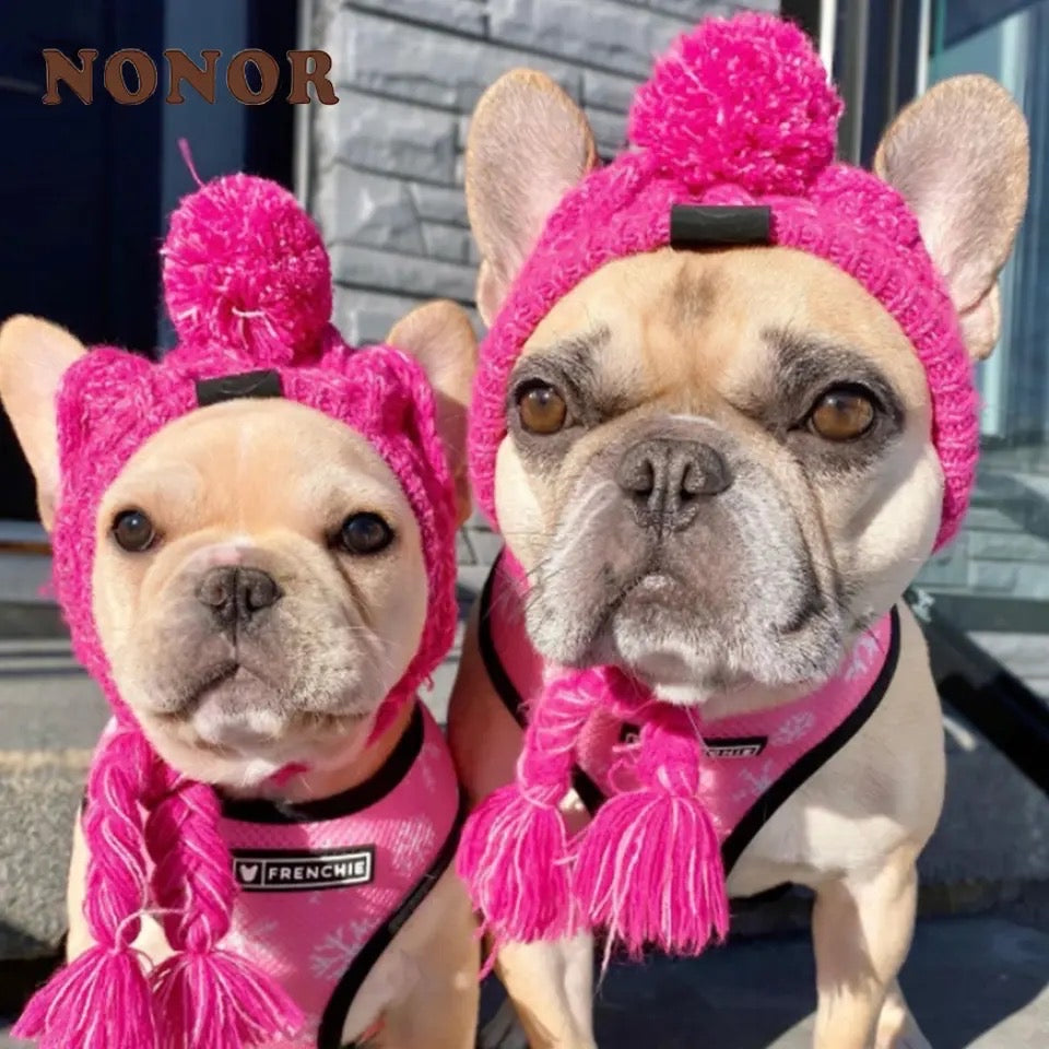 Dog Knit Hat | Knit Dog Hat with Pom Pom