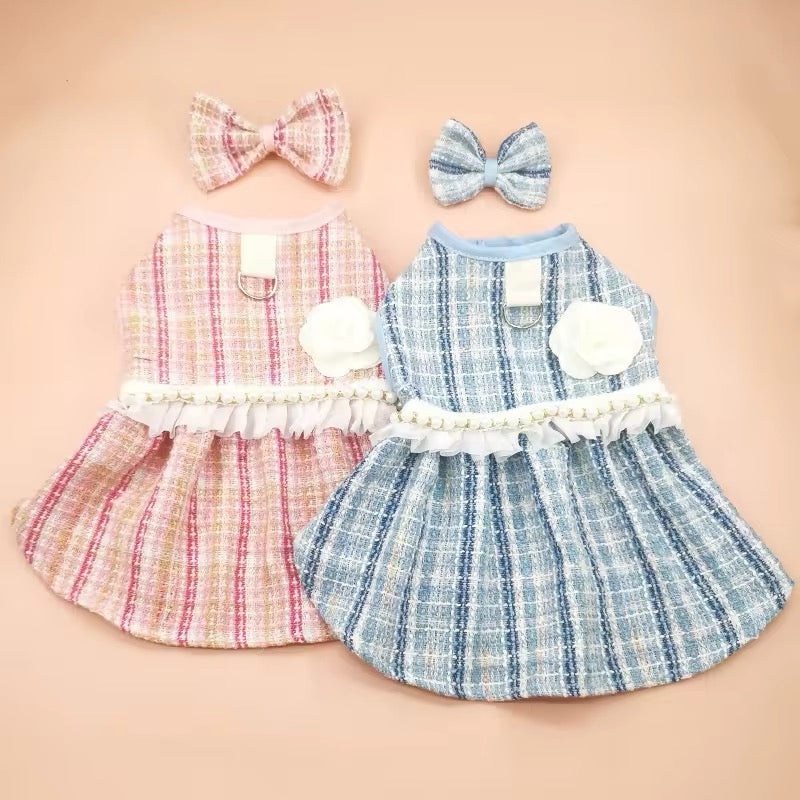 Princessa Dog Dress & Bow Set – Formal Outfit for Dogs