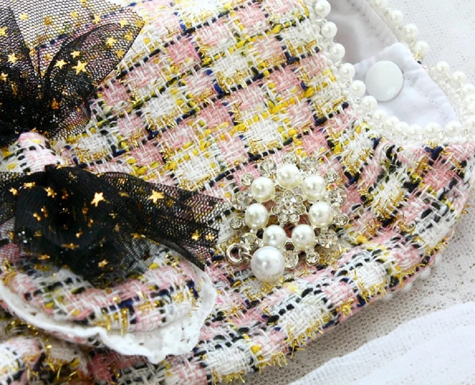 Slay Tweed Dog Dress Set | Formal Dog Dress with Bow