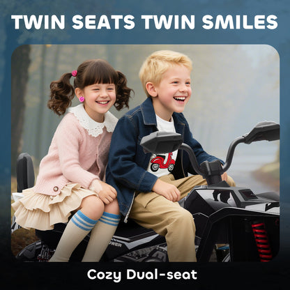 2-Seater All-Terrain 4 Wheeler, 24V Kids ATV Ride-On, Electric Quad Car with Dual Motor, for Boys and Girls, Black