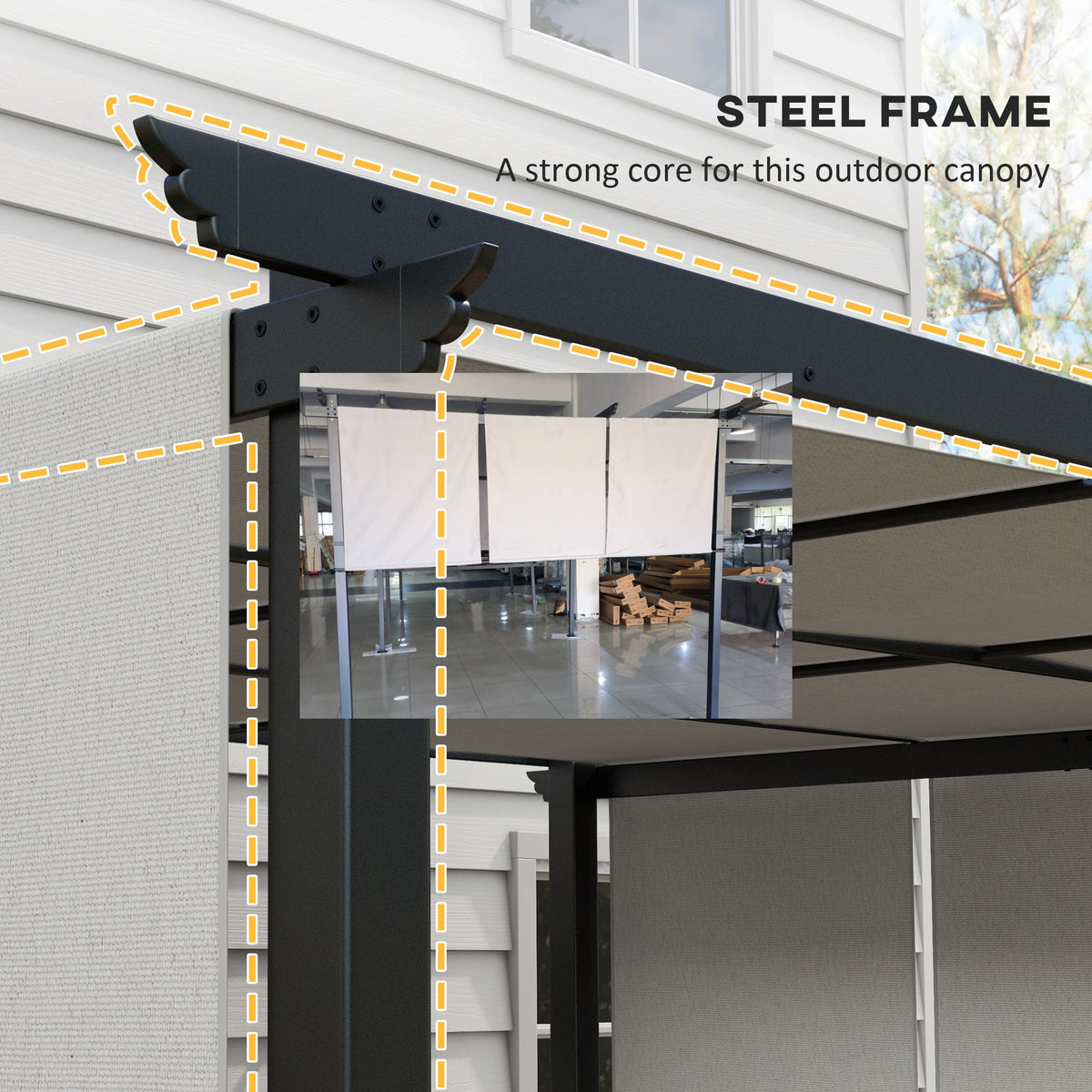 10' x 10' Metal Pergola, Outdoor Pergola with Retractable Canopy, for Garden, Patio, Backyard, Deck, Charcoal Grey