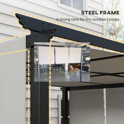 10' x 10' Metal Pergola, Outdoor Pergola with Retractable Canopy, for Garden, Patio, Backyard, Deck, Charcoal Grey