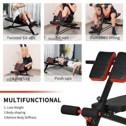 Adjustable Weight Bench Roman Chair Exercise Training Multi-Functional Hyper Extension Bench Dumbbell Bench Ab Sit up Decline Flat Black and Red