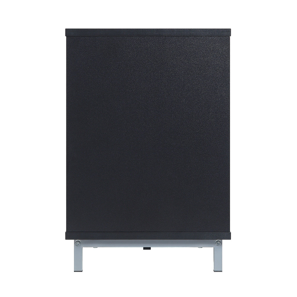 Firey 60" TV Stand/Fireplace with Glass Shelves - Black Gloss