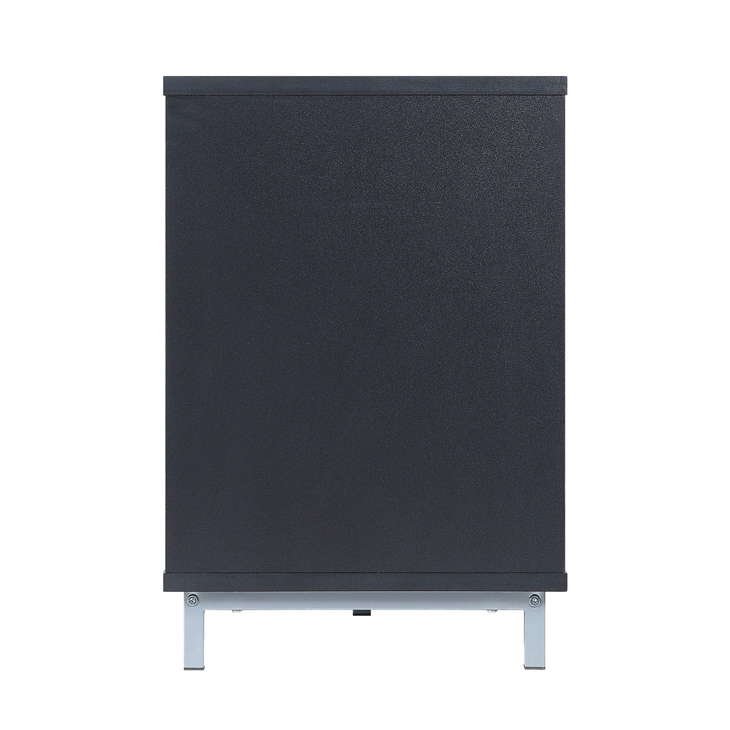 Firey 60" TV Stand/Fireplace with Glass Shelves - Black Gloss
