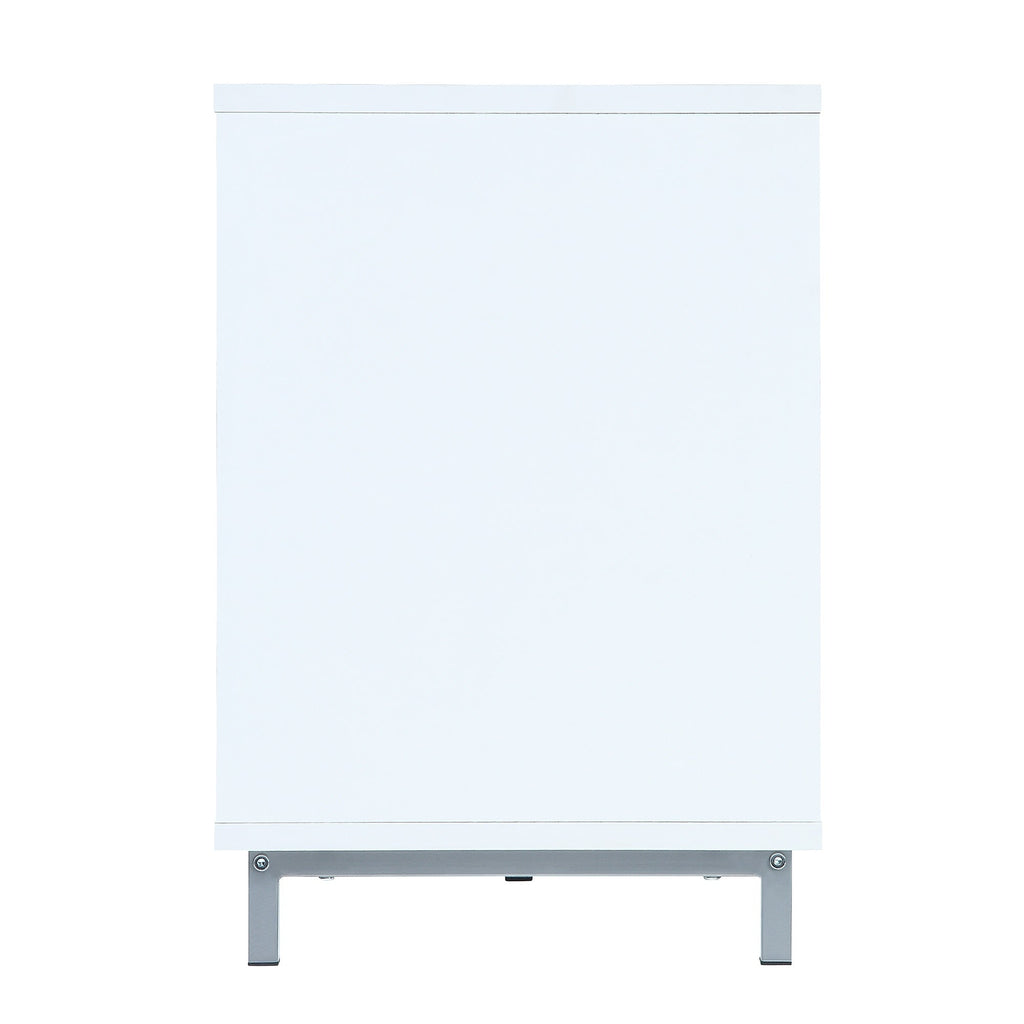 Firey 60" TV Stand/Fireplace with Glass Shelves - White Gloss