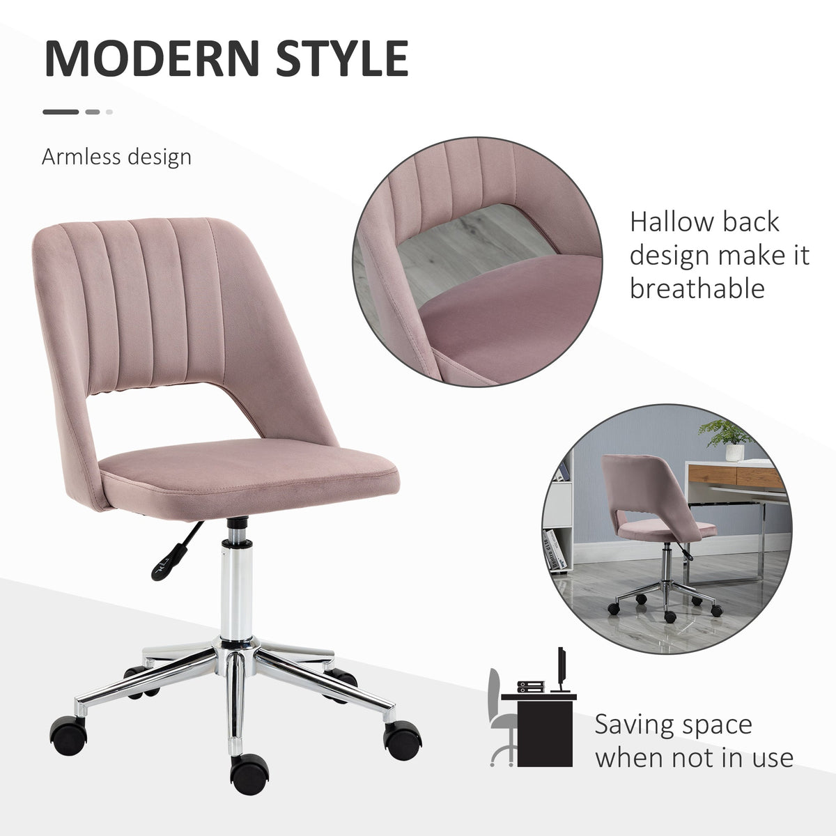 Mid Back Office Chair Velvet Fabric Swivel Scallop Shape Computer Desk Chair, Green