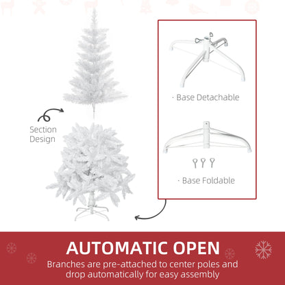 4ft Artificial Christmas Tree with Pine Realistic Branches, Auto Open, for Indoor Decoration, White