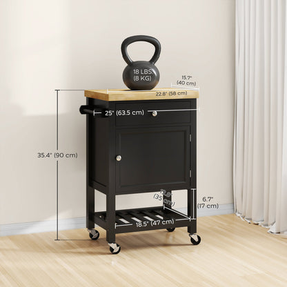 Kitchen Cart on Wheels, Rolling Kitchen Island Cart with Wood Top, Towel Rack, Drawer and Shelf for Dining Area, Grey
