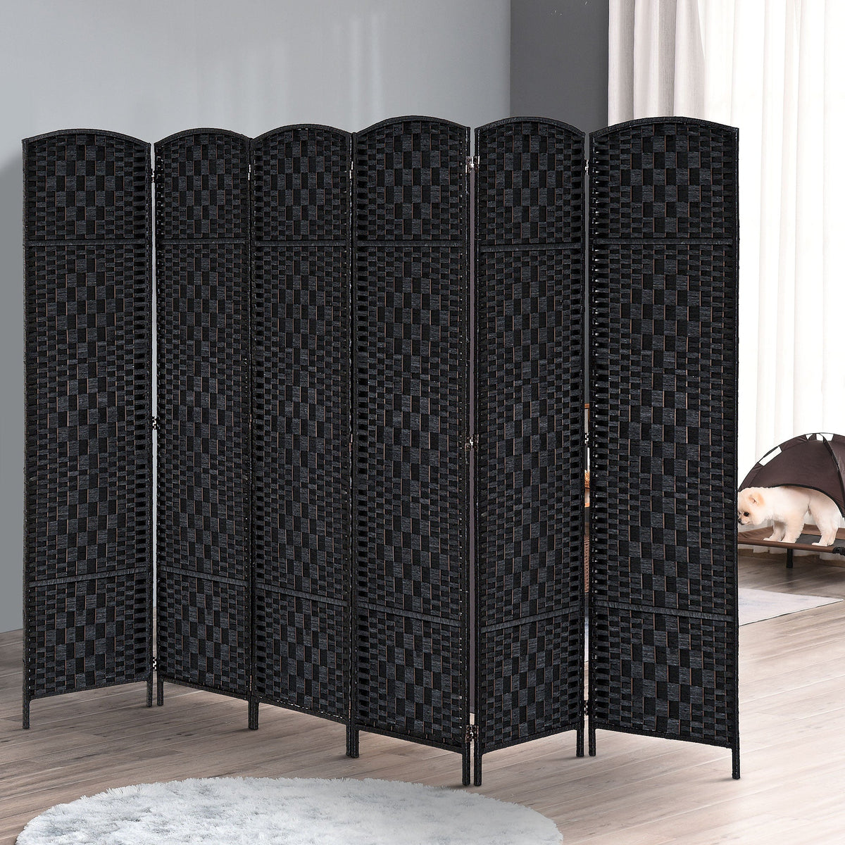 6ft Folding Room Divider, 3 Panel Wall Partition with Wooden Frame for Bedroom, Home Office, Natural