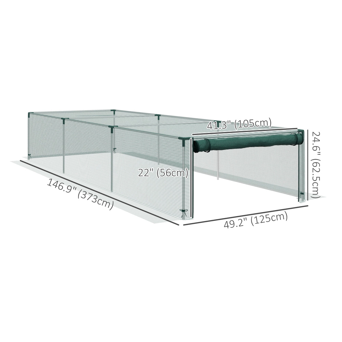 8' x 4' Plant Protection Cage with Zipper Roll-Up Door, Plant Protector from Animals with Galvanised Steel Frame